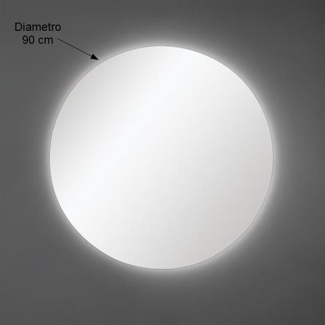 Espejo de Pared Redondo Diámetro 90 cm grosor 4 mm con Iluminación LED (1/2)