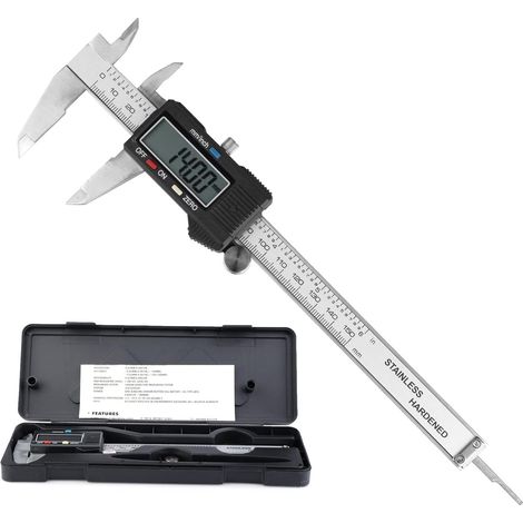Professionnel Pieds à Coulisse Vernier Acier Inoxydable Caliper de 150mm Précision Diamètre Profondeur Étape Mesure Outil Micromètre (1/5)