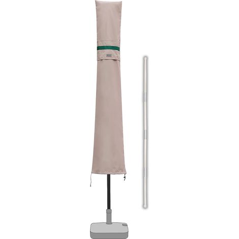 Sekey Housse de Protection pour Ø2m-3.5m Parasol,Couverture de Parasol avec Grilles D’aération, 100% Polyester, Kaki (1/5)