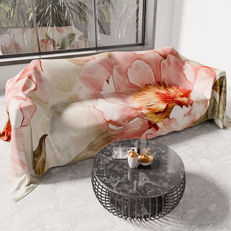 Drap de Protection en Microfibre Multi-Usage Anti-Taches 220x270 cm, Housse de Canapé, Couvre Lit, Couverture de Canape, Floral 25 20, 100% (1/5)