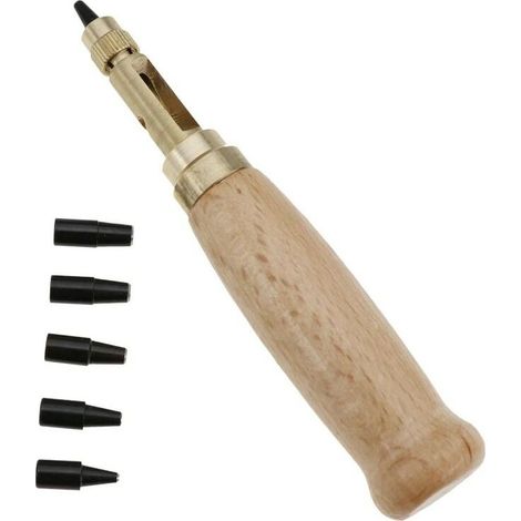 VURAHOME - Perforateur à vis à ceinture automatique poinçon rotatif silencieux trou de ceinture en acier outils d'artisanat du cuir perforateur Machine de découpe couture 6 embouts 1.5 - 4mm 6 pièces (1/4)