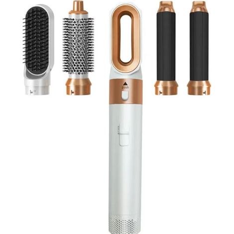LINFE Brosse chauffante 5-en-1, fer à friser automatique, peigne soufflant, coiffure rapide, lisse et volumineuse, outil polyvalent pour cheveux, 1 pièce (1/2)