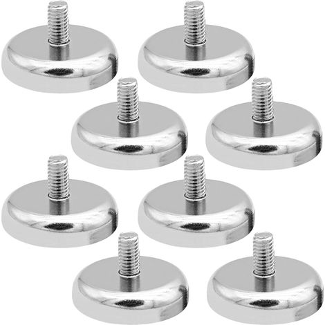 Lot De 8 Aimants En Néodyme Ø 32mm Avec Filetage M6, 36kg, Aimants Ronds En Néodyme Pour Vis, Œillet Ou Crochet (1/5)