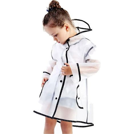 Mantellina antipioggia per bambini, impermeabile per bambini, protezione durante il gioco all'aperto, pieghevole e leggero, taglia S, trasparente (1/5)