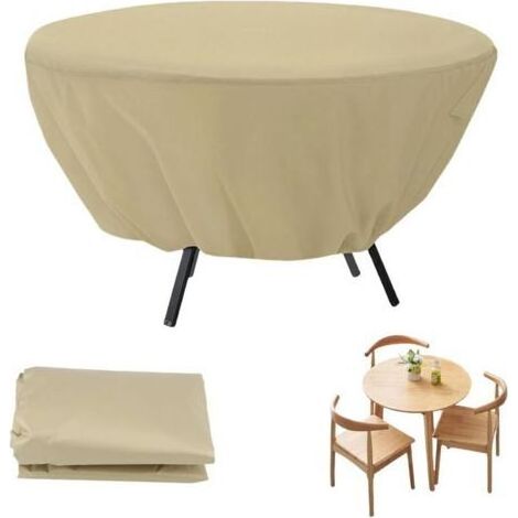 Housse De Table De Jardin Ronde, Housse De Table De Jardin Ronde Imperméable, Protection Contre la Poussière Pour Meubles De Patio Et Housse Extérieure, Pour Tables De Meubles(beige, 127 × 58 cm) (1/4)