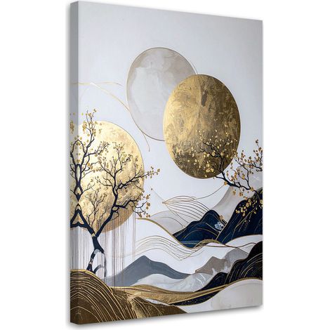 Leinwandbild Abstrakte Berge Sonne Pflanzen 20x30 (1/5)