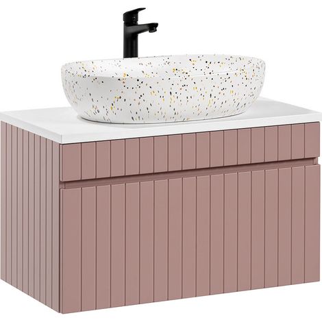 Mueble lavabo individual 80cm Zelie Rosado y Blanco