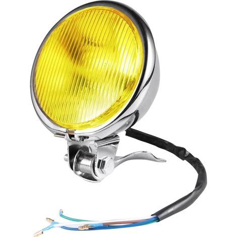 Retro Metal Motorcycle Headlight, High and Low Beam, 5.19 Inch Round Waterproof Headlight with Strong Penetration for Nighttime Visibility (Galvanized Yellow Lens) (1/5)