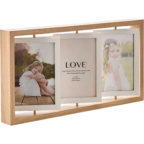 Fotolijst - Madera Maciza - 360° Giratoria - Doble Cara - Para 6 Fotos 11x16 cm - Con PLEXIGLÁS - Interior y Regalo (1/5)