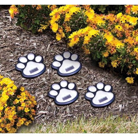 4er Set Solar Hundepfotenleuchten 9,5 cm LED Wegeleuchten Gartenlaterne Tier Außenleuchte (1/4)