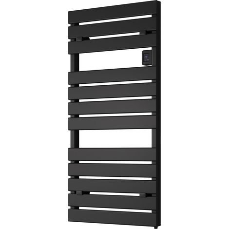 Reina Gia Flat Panel Electric Heated Towel Rail 1120mm H x 550mm W - Black (1/4)