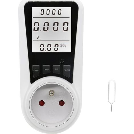 Wattmetro a spina, misuratore di energia digitale a spina, monitoraggio dei consumi con 7 modalità, misuratore di consumo energetico per il risparmio energetico, schermo LCD retroilluminato - Crezuo