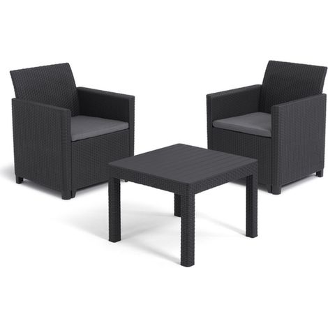 Keter Polyrattan Balkonmöbel-Set "Marie", graphite, 2 Sessel und Tisch (1/5)