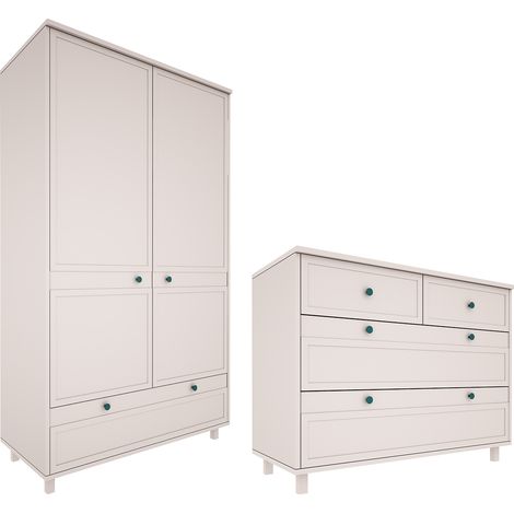 Armadio 2 ante 4 cassetti Gabriel beige 92cm