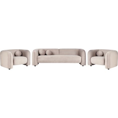 Sofa Set 5-Sitzer LEIREN Samtstoff Taupe