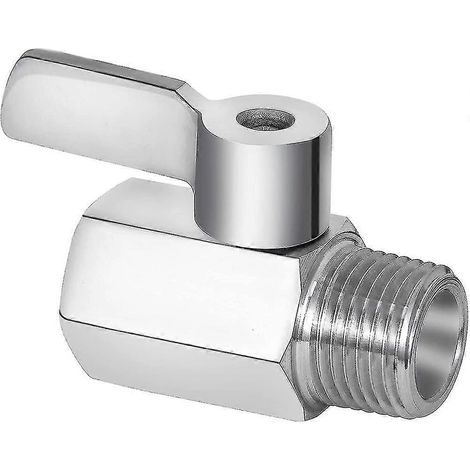 Robinet d'arrêt pour pommeau de douche, mini-robinet à bille en acier inoxydable 304, filetage NPT (1/2 pouce mâle x 1/2 pouce femelle). (1/5)