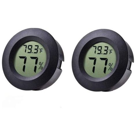 BARKBUSTERS Mini Thermomètres Hygromètres Lot de 2 pour Réfrigérateur Congélateur Hygromètre électronique Thermomètre Intérieur Intégré Détecteur Température D'humidité UD01 Noir (1/4)