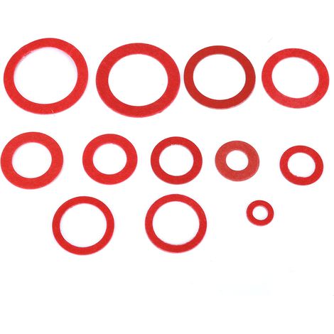 600 Stück rote vulkanisierte Faser-Unterlegscheiben, Dichtungen, runde Isolierpapiere, rotes Stahlpapier-Sortiment (1/5)