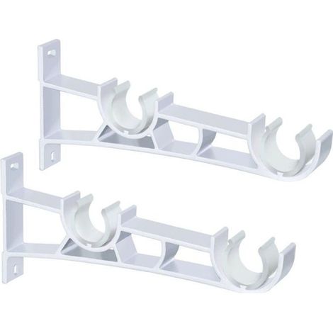 HOXILEELEOLot di 2 staffe asta di tenda doppia in metallo resistente per l'asta di tenda da 25 a 28 mm Bianco (1/5)