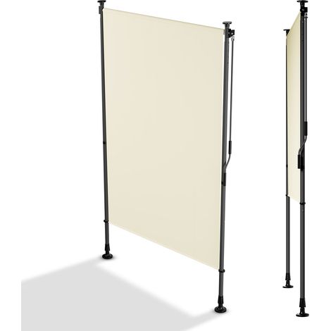 Juskys – Store brise-vue extensible 120x310 cm – Protection solaire et contre la vue – Tissu déperlant et résistant aux intempéries – Beige