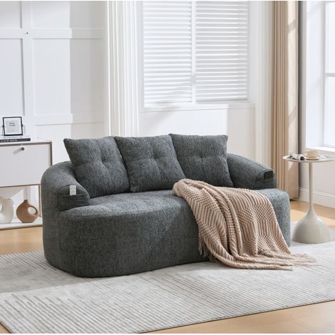 canapé 2 places chenille gris assise profonde OKMYHOME (1/5)