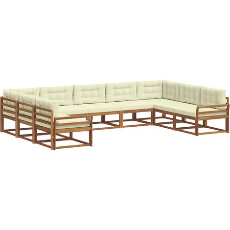 Conjunto de sofás de exterior 9 uds. Natural y Crema vidaXL (1/5)