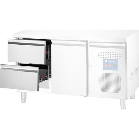 Module 2 tiroirs pour tables réfrigérées GN 1/1 avec groupe frigorifique sur le côté - Stalgast