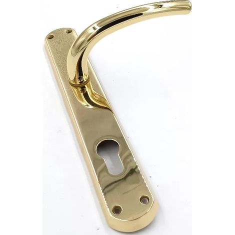 Coppia di maniglie per porta in ottone lucido con placca P85 Q8, modello Milena, marca Ghidini 55744088501 (1/3)