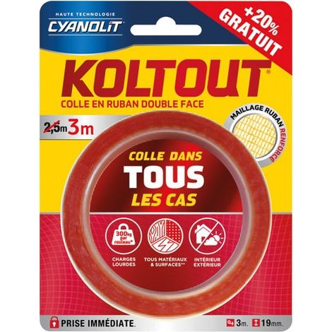 CYANOLIT - Koltout express adhésif 2.5 m x 19 mm + 20 % gratuit