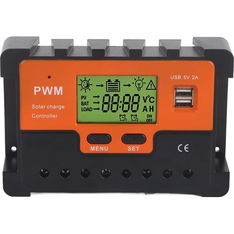 50A PWM-Solarladeregler, 12V, 24V, 48V, manuelle Auswahl, 3-stufiger Solarladeregler mit 2 USB-Anschlüssen für 5V-Wohnmobil-Ausgang (1/5)