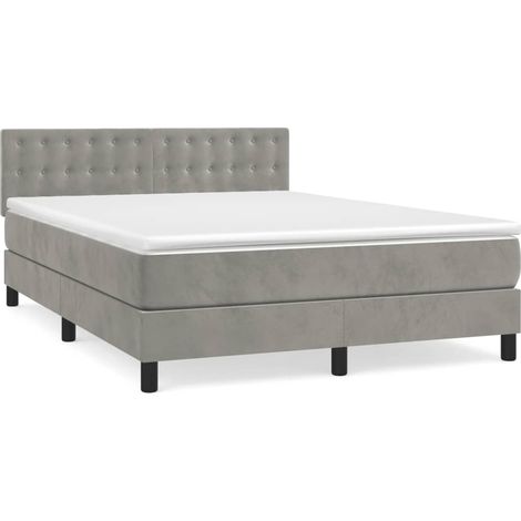 Maison Exclusive - Boxspringbett mit Matratze Hellgrau 140x190 cm (1/5)