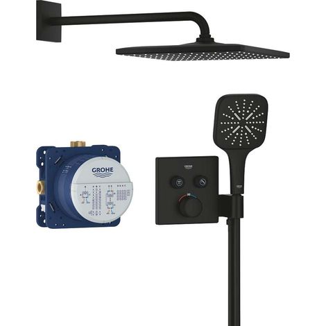 Grohe - Duschset mit Unterputz-Thermostat, mit Einbaukörper, 31x31 cm, 3 Strahlarten, Phantom Black 34865KF0ROZ1 (1/5)