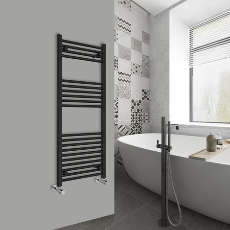WarmeHaus Straight Black Bathroom Ladder Radiator 1200x500mm (1/5)
