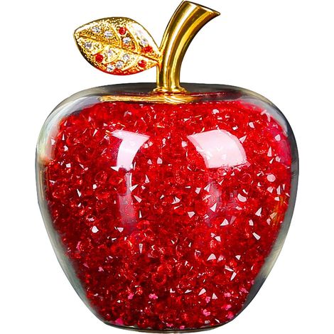 Pomme Décorative - Pomme en Cristal Rouge - Décoration de Noël et Fêtes - Pour Arbre, Étagère ou Table - 1 Pièce (1/5)