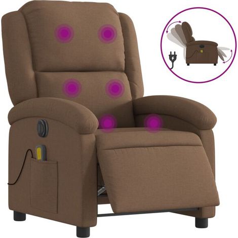 Chaise longue électrique de massage en tissu, réglable en hauteur et inclinaison, avec fonction chauffage dorsale et vibration – Canapé relax marron pour salon ou bureau (1/5)