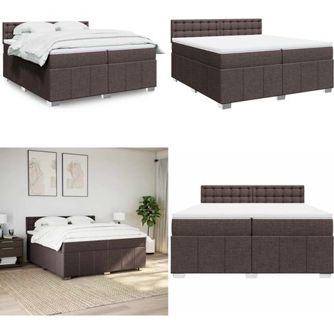 Giroletto a Molle con Materasso Marrone Scuro 200x200cm Tessuto - Materasso a molle insacchettate - Letto a molle