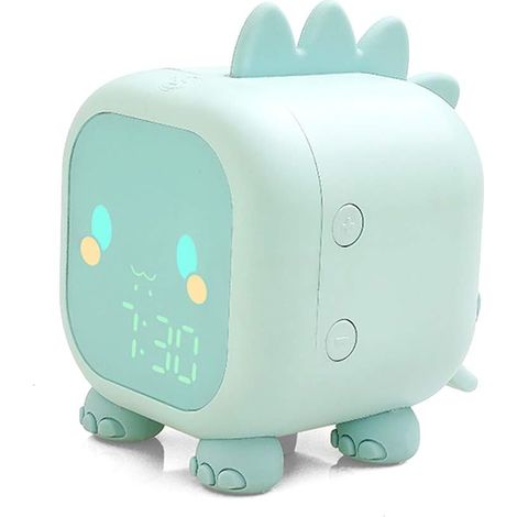 Réveil enfant simulation lever de soleil, dinosaure mignon avec veilleuse intégrée – Entraîneur de sommeil pour chambre d'enfant, cadeau–DELKEVIC