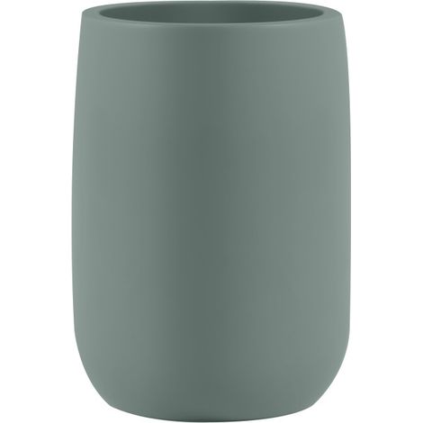 Gobelet de salle de bain ZAC en polyrésine – Vert mat – Ø 8 cm x H 10,5 cm (1/4)