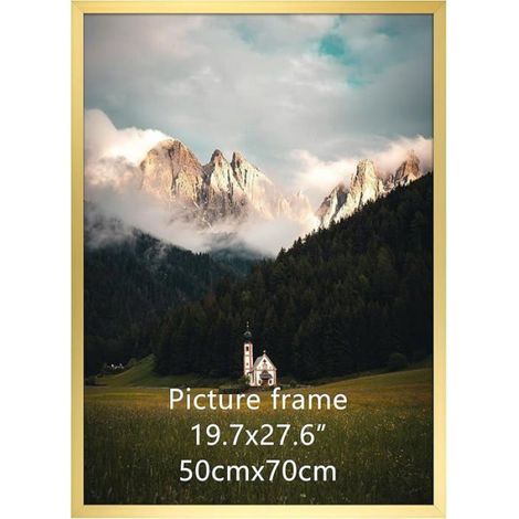 Cadre photo aluminium doré 50x70 cm – Pour photos et puzzles, décoration de salon luxueux CADRE PHOTO (1/5)