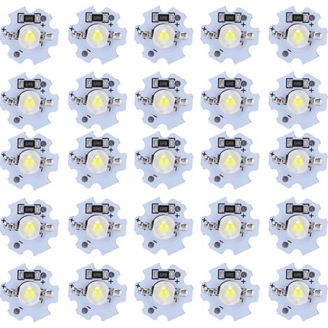 Confezione da 25 chip LED ad alta potenza da 5V 200LM 1W per illuminazione fai da te, bianco freddo 10.000K