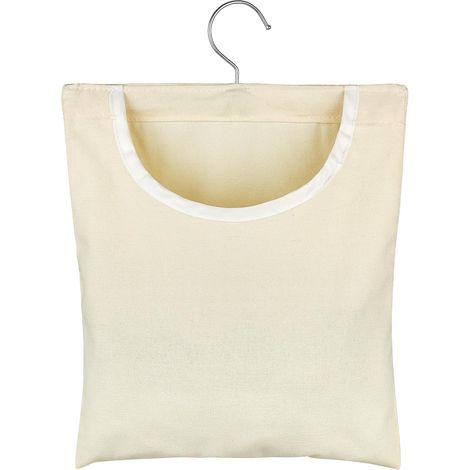 Sac à pinces à linge, sac à pinces à linge avec crochets, crochets pour suspendre facilement le linge, rangement, grande capacité (blanc) (1/5)