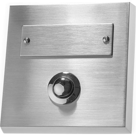 HUBER Metal doorbell button - doorbell button with nameplate - doorbell button I in chrome-plated brass - push button