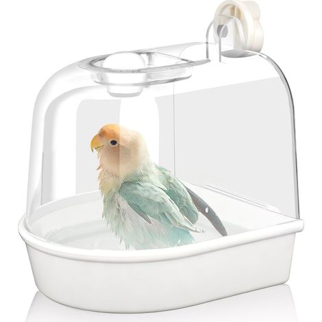 Bain d'oiseaux pour cage à suspendre pour perroquet, baignoire 3 en 1 pour oiseaux de petite à moyenne taille, accessoire de douche pour inséparables, pinsons, perruches, canaris et (1/5)