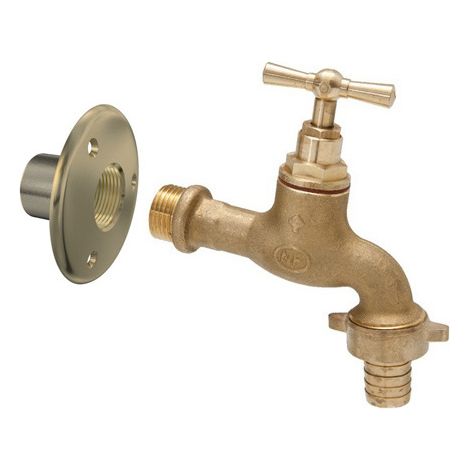 Robinet d'arrosage NF Ø1/2" (15/21) – Applique laiton brut – Raccordement sans tuyau apparent – Protection U.V. pour tuyauterie (1/2)