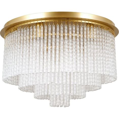 Plafonnier décoratif doré à tubes de verre 9xE14 40W (1/2)
