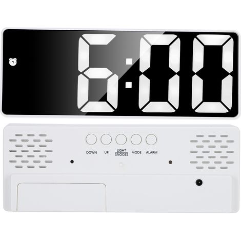 Horloge Miroir LED Numérique avec Double Alarme et Alimentation Mixte Pile/Prise (1/5)