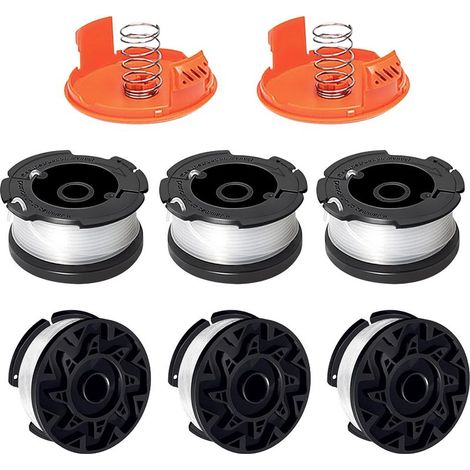Bobine de fil de coupe compatible avec Black+Decker A6481 A6485 AF-100 AF-100-3ZP, convient pour ST5530-GB GLC3630L20-GB STC1820PC-GB BESTA530-GB BESTA525-GB (6 bobines + 2 couvercles + 2 ressorts) (1/5)