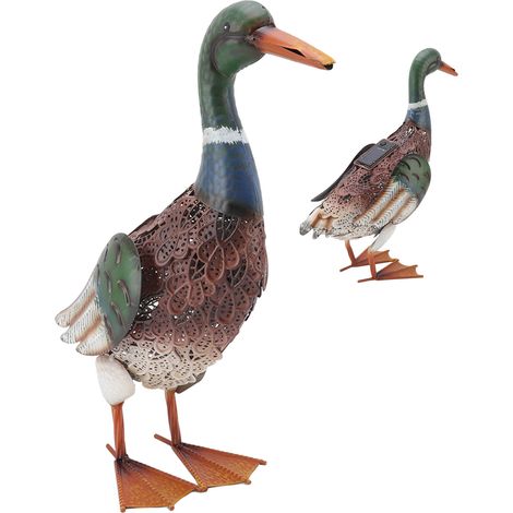 Statue de canard en fer décoration animale peinte étanche avec lumière LED solaire pour cour de pelouse de jardin (1/5)
