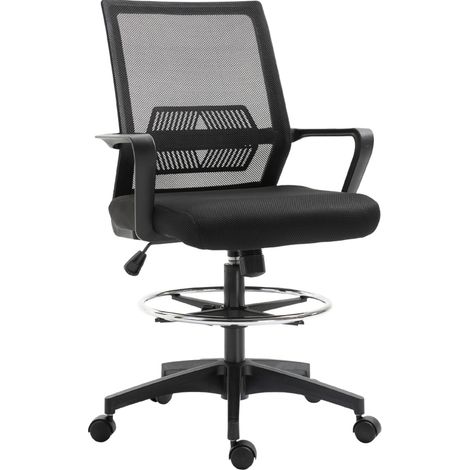 Silla de oficina ergonómica con reposapiés anular regulable y malla, negra MODENUIT (1/4)