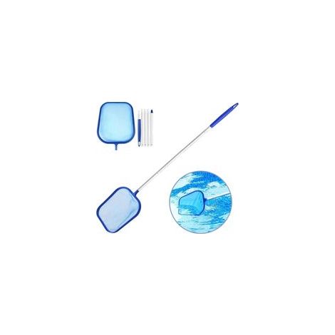 Épuisette de piscine à feuilles en eau peu profonde, filet avec manche aluminium 5 sections – Nettoyage facile, pour piscine et bassin–